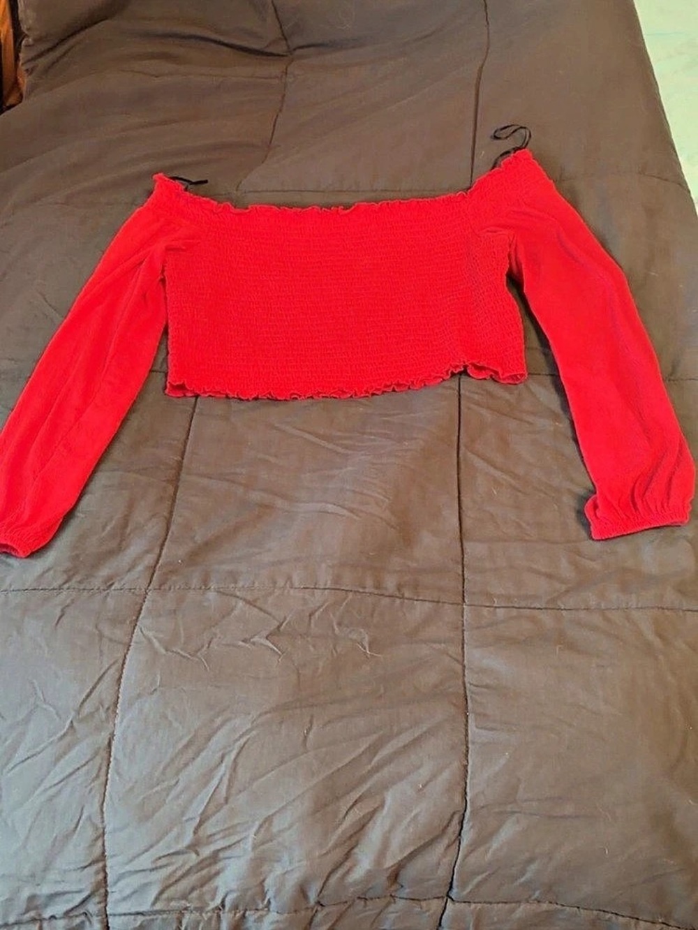 Red Long Sleeve Crop Top Like New